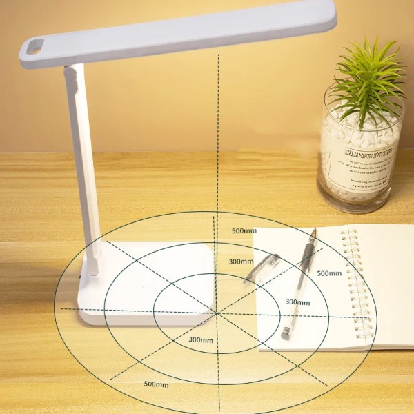 Sammenleggbar bord lampe øyebeskyttelse touch dimmbar LED lampe student hybel soverom lese USB oppladbar bord lampe