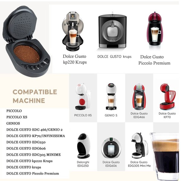 Uudelleentäytettävä sovitin Dolce Gusto kahvi kapselille Nescafe  Uudelleenkäytettävä kapseli