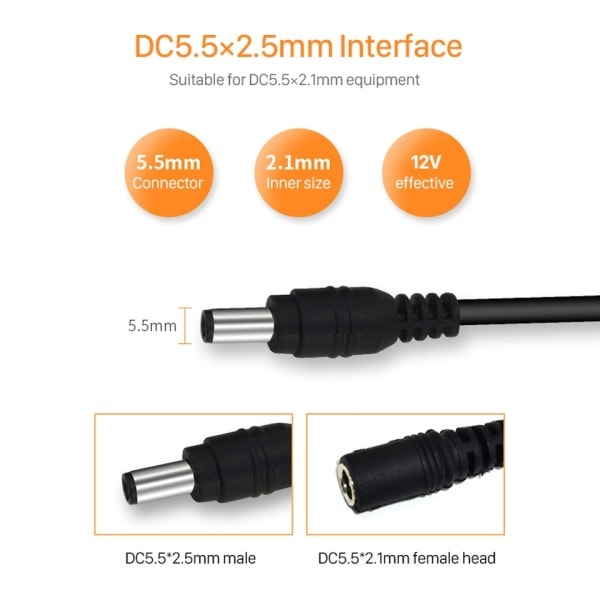 DC virta jatko kaapeli 3 mittari/ 10FT liitin pistoke 5,5 mm x 2,1 mm  uros pistoke