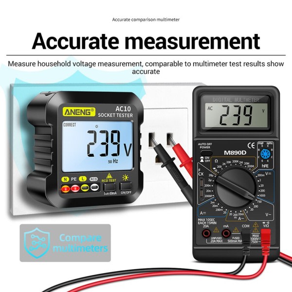 Digital Display Ström Socket Tester Voltmeter Portabel ABS Plast Polaritetsdetektor Test Verktyg