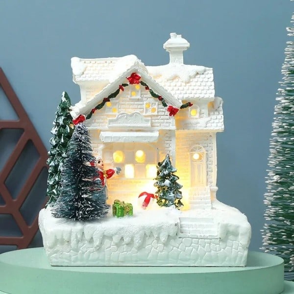 Jul By Vit Underbart Hus  Byggnad Semester Dekorationer Harts Jul Träd prydnad