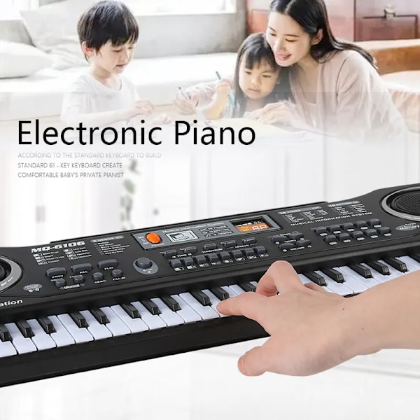 Elektronisk klaver tastatur bærbart 61 taster orgel med mikrofon undervisning legetøj