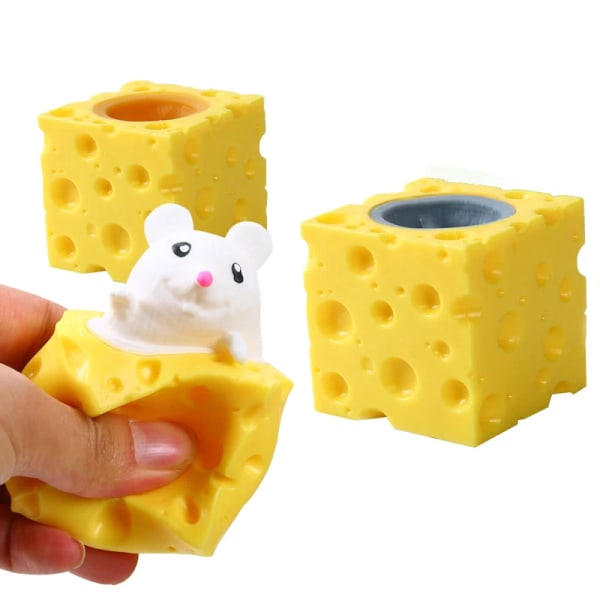 Avstressande husdjur ost mus ost nypa roligt stress boll ventil ekorre kopp prank leksak fidget leksaker