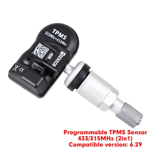 Programmerbar Sensor 315/433MHz 2in1 TPMS Gummi Metall Däck Tryck Sensor