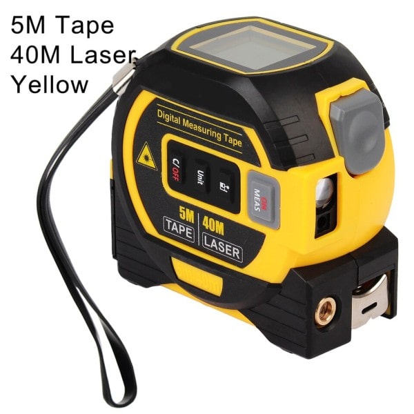 3 in 1 Laser Rangefinder 5M Tape Measure Lineal LCD Display med Baggrundsbelysning Afstand Meter Bygning Målingsenhed