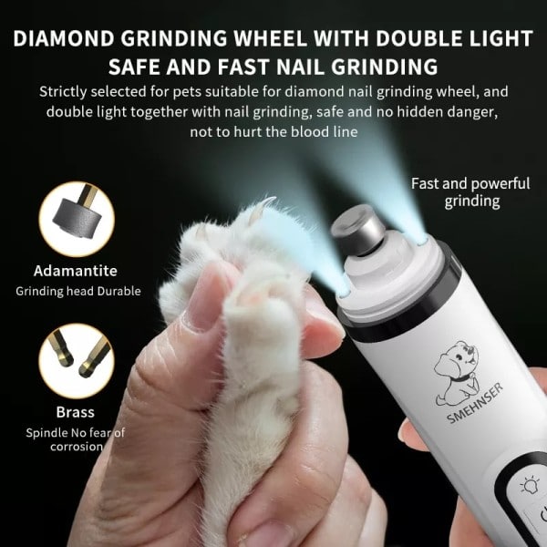 Elektrisk Djur Nagel Slip Med LED Ljus Katt Hundar Nagelklippare USB Uppladdningsbar Tassar Nagelklippare