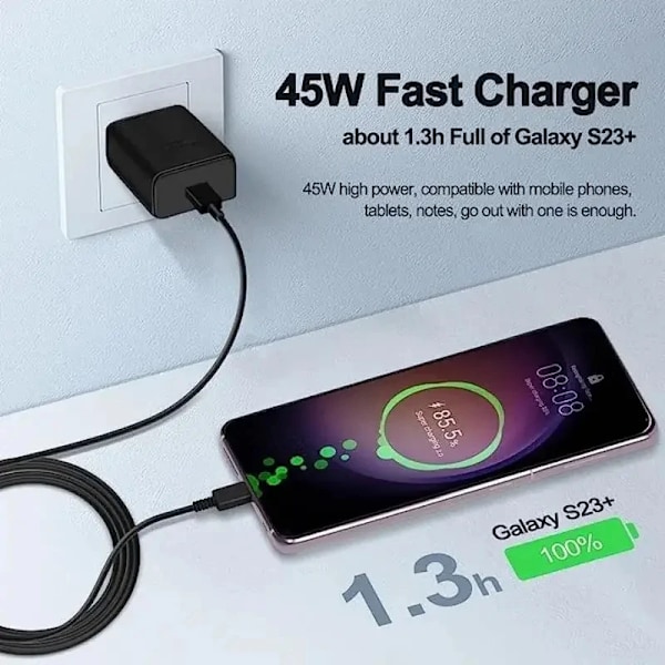 45W PD USB-C Super Hurtig Oplader til Samsung Galaxy S24 Ultra