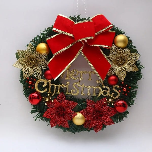 Jul Krans Kunstig Røde Bær Furu Kongler Hengende Xmas Garland Ornament