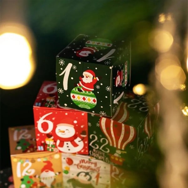 Jul advent kalender present box barn jul nyår godis kakor omslag papper box