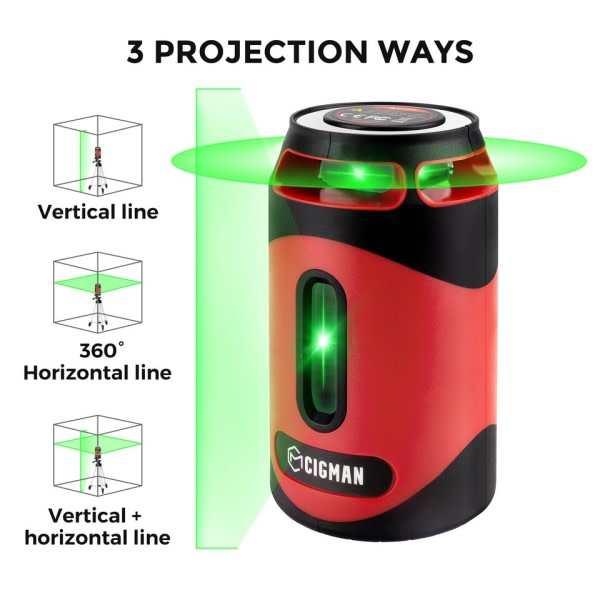 5 Linjer Grön Laser Nivå Själv Nivellering 360° Horisontell Och Vertikal Kross Linjer Laser Nivå