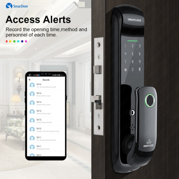 Smart Dør Lås for lås med WiFi Biometrisk  Fingeravtrykk Lås med Fingeravtrykk/Passord/RFID Kort/Køkkel/APP lås oppLåser & nøkler