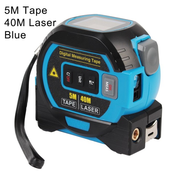 3 in 1 Laser Avståndsmätare 5M Tape Measure Linjal LCD Display med Bakgrundsbelysning Avstånd Meter Byggnad Mätningsenhet