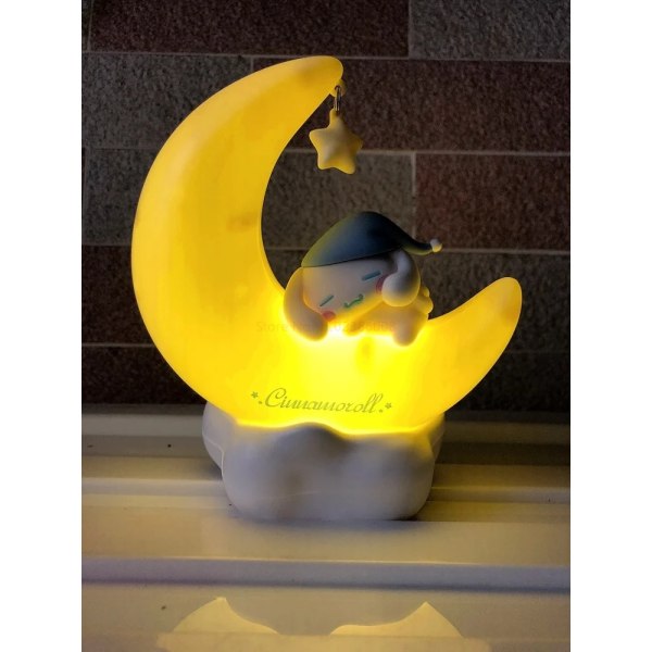 Kuromi  Cinnamonroll Moon LED Lys Kawaii 3D Tegnefilm Ornament Sød Skønhed Soveværelse Nat Lys