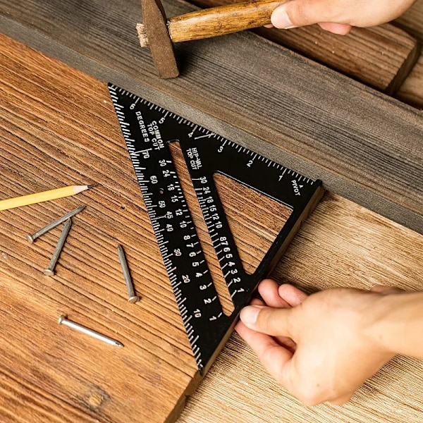 Triangel linjal 7 tum mått verktyg aluminium legering snickare verktyg