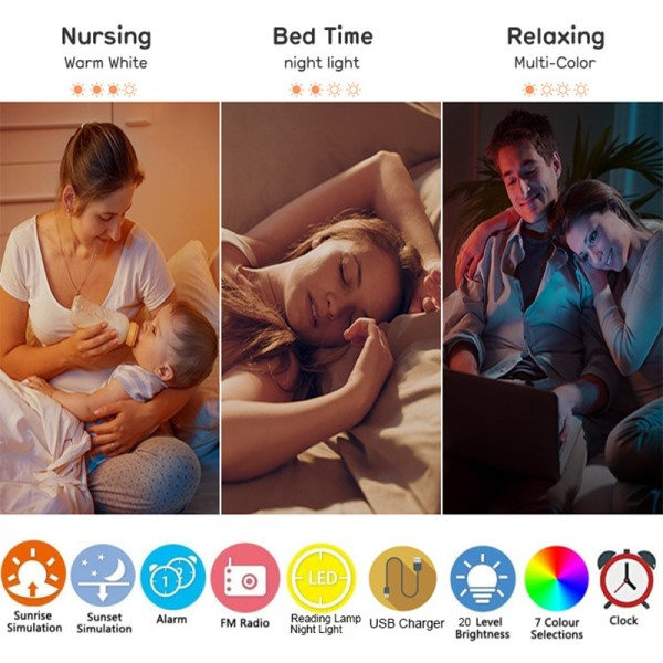 Wake Up Light Alarm Clock Dobbel Alarmer FM Radio