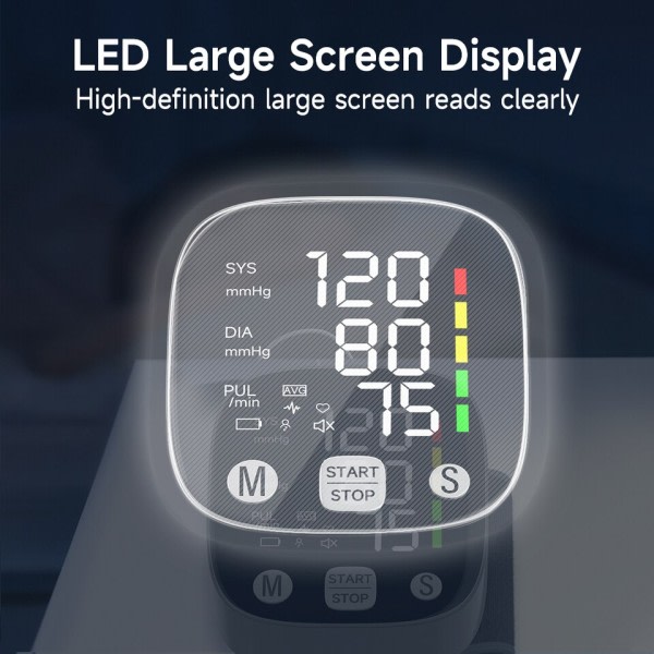 LED håndled blod tryk monitor genopladelig stemme udsendelse blodtryksmåler