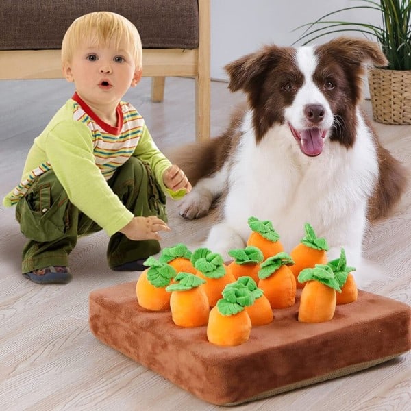 Plysj Gulrot Interaktive Spill Kjæledyr Hund Leke Snuffle Matte