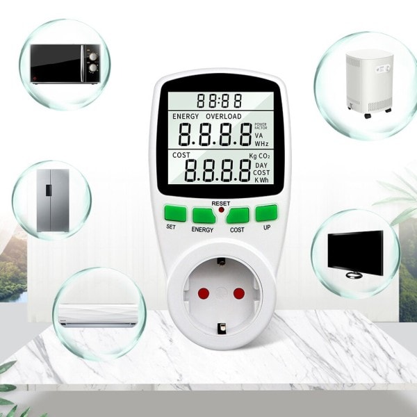 Elektrisitet Strøm Måler Wattmeter LCD Energi Måler Socket Elektrisk Tester