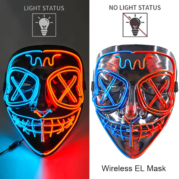 Langaton Halloween Neon LED Puhdistus naamio