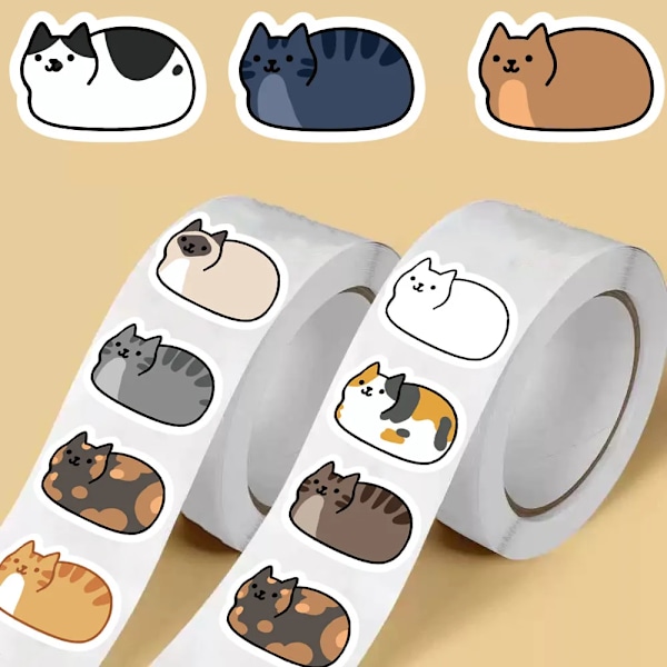 Kawaii Tegnefilm Kat Tuo Tuo Rulle Klistermærker Sæt Vandtæt