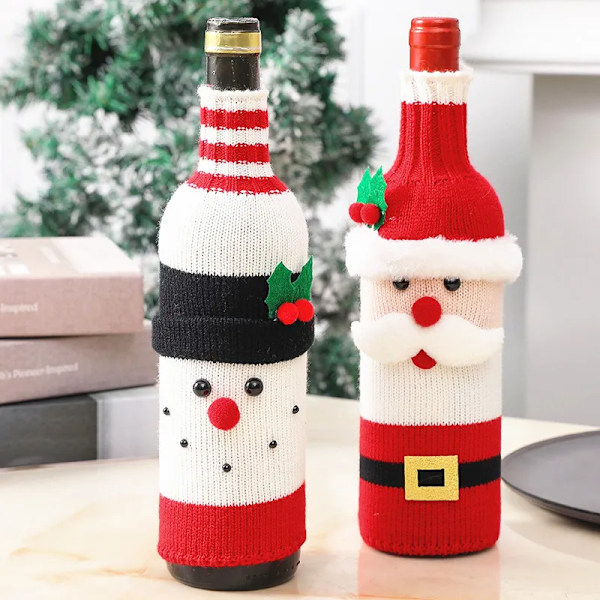 Handgjord jul tröja vin flaska överdrag till jul dekorationer