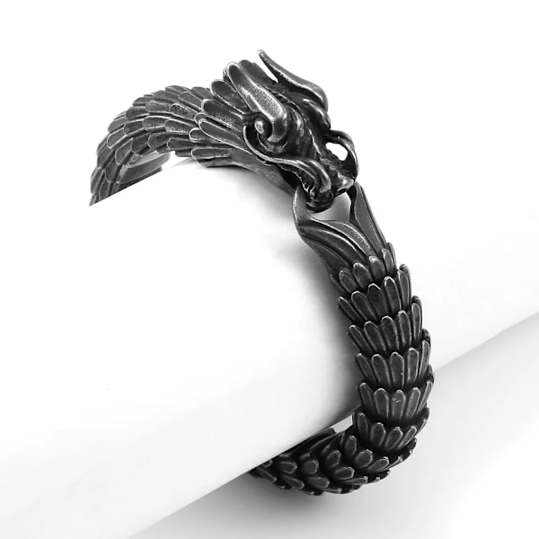 Drage spenne slange kjede for menn punk svart armbånd rustfritt stål smykker rock tilbehør