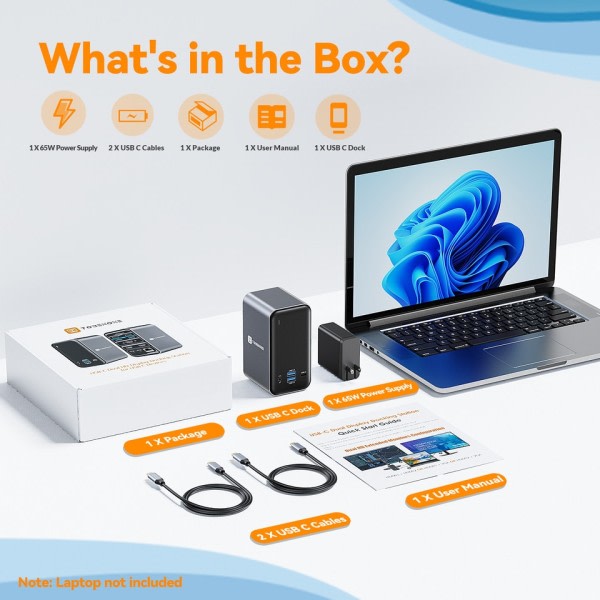 Docking station 4K/60Hz Dual Monitor Skærm Med 2 HDMI VGA RJ45 USB C Splitter Hub