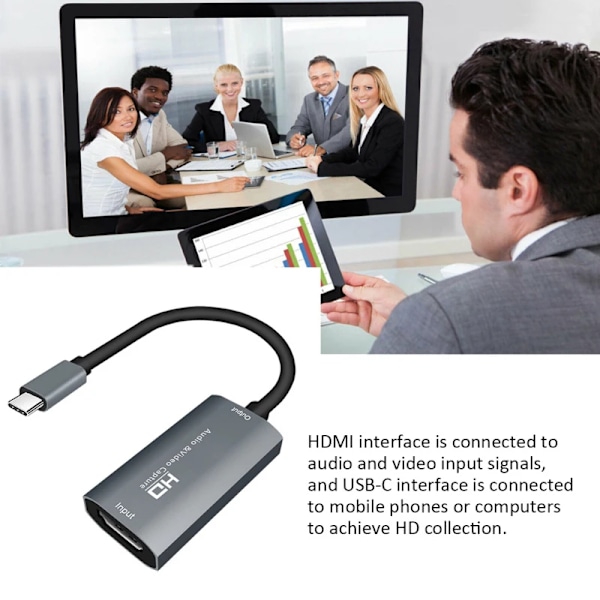 Video opptaker boks bærbar HDMI-kompatibel To Type C 1080p Lyd Undervisning Grabber Video Capture Card