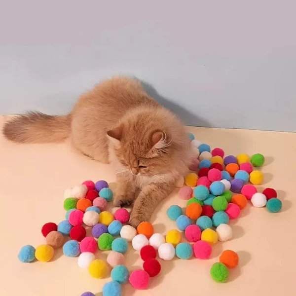 Interaktiv Launch Trening Katte Leker Kreative Kattunger Mini Pompoms Spill Stretch Plysj Ball Leker