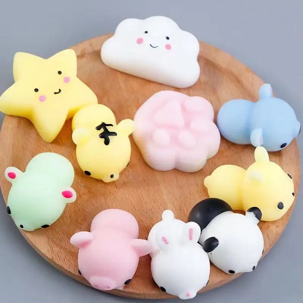 20 stykker Mochi Squishies Kawaii Tegneserie Squishy Leker For Barn Lettelse Stress Ball Squeeze Fest Favours Leker