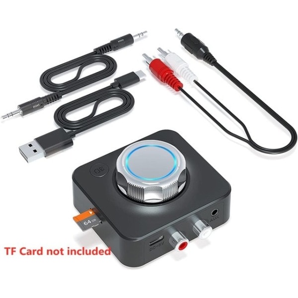 Bluetooth 5.0 Ljud Receiver 3D Stereo Musik Trådlös Adapter TF Card RCA 3.5mm 3.5 AUX Jack