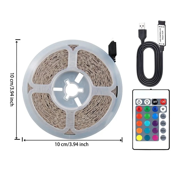 10M USB 2835 LED Strip Lys RGB Fjernkontroll Kontroll Lys Fleksibel Lampe Tape Bånd