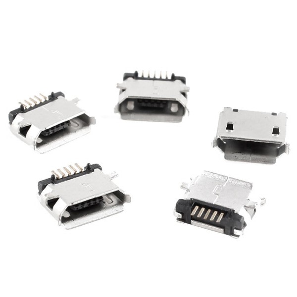 20 stk Mikro USB Type B Hunn kontakt sølv tone kontakt reparasjon deler
