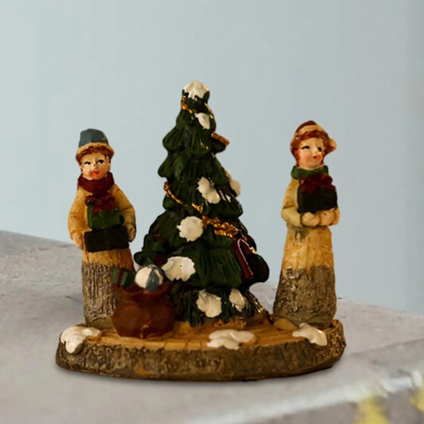 Jul Figurin Ornament Hus Opvarmning Fest Letvægts Alsidig Stabil Base Desktop Statue