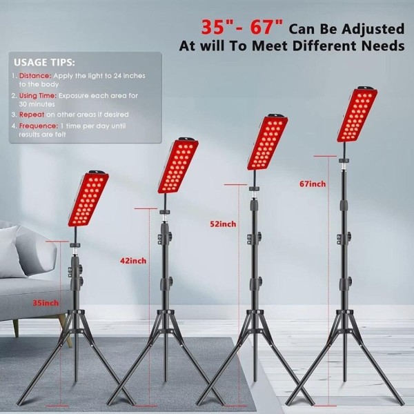 Infraröd lampa röd ljus terapi lampa med stativ höjd justerbar fäste röd ljus panel