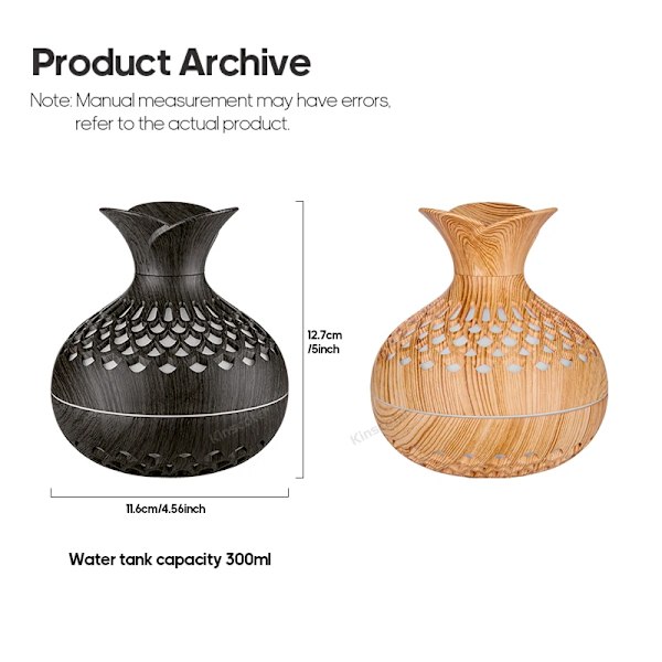 Træ Korn Fugter 300ml USB Aroma Diffuser Forstøver USB Husholdningsluftfugter