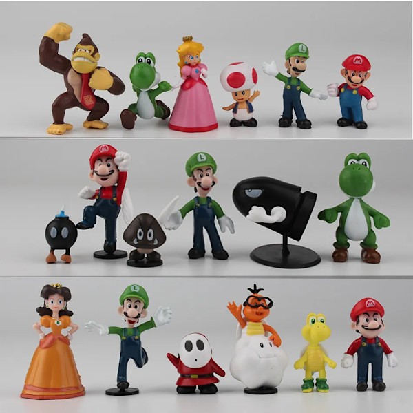 Super Mario Bros PVC Action Figur Leksaker Dockor Modell Set