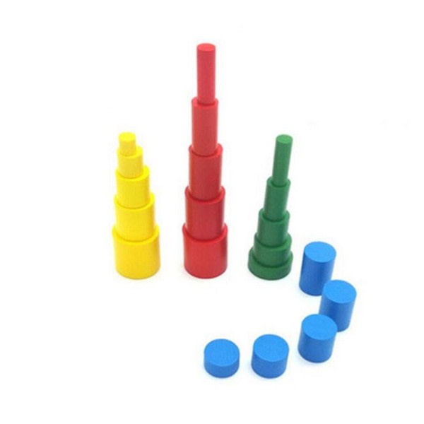 Montessori Trä 4 Olikt Färgglada Cylinder Utbildnings Matematik leksaker