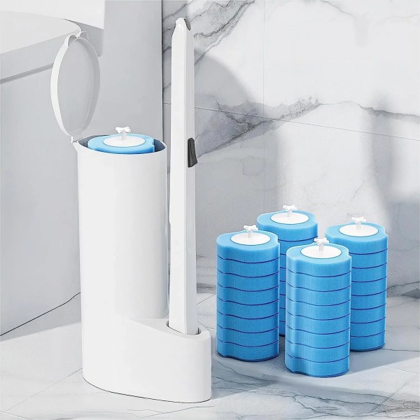 Engangs toalett børste rens med langt håndtak baderom rengjøring børste med utskiftbart børstehode