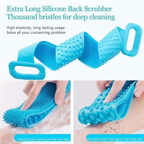 Kropp Silicon Borste Skrubb Kroppen Exfolierande Svamp Borste Badrum Dusch Rygg Borste Bad Skrubb Rengör Verktyg
