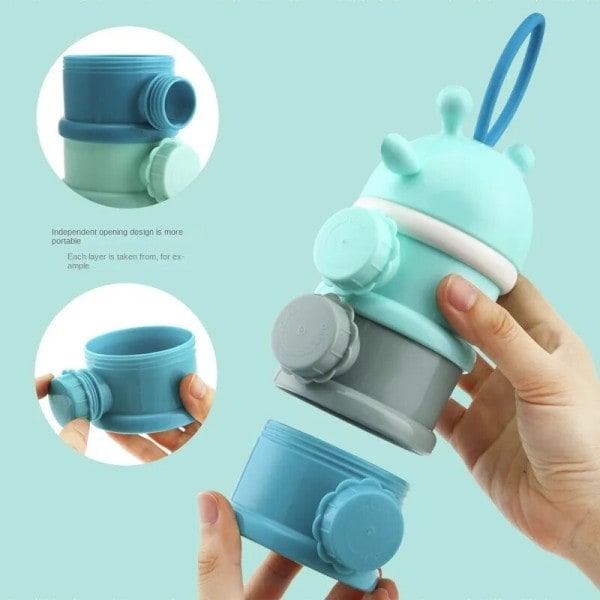 Bear Style Portable Baby Mat Förvaring Låda Flera öppningar flingor Tecknad Spädbarn Mjölk Pulver Låda