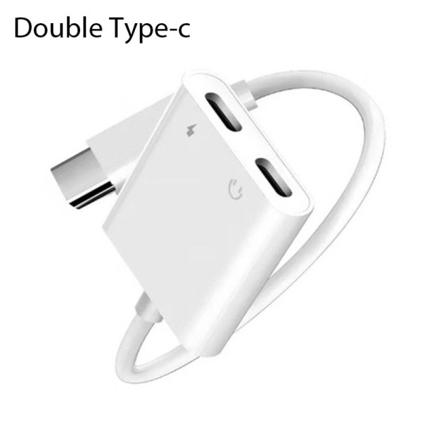 2 in 1 Typ C Till 3,5 mm Hörlursuttag Ljud Laddning Splitter Adapter
