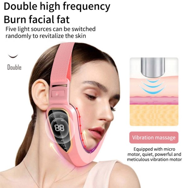 Ansiktsbehandling lyft enhet LED foton terapi ansiktsbehandling bantning vibration massage dubbel haka