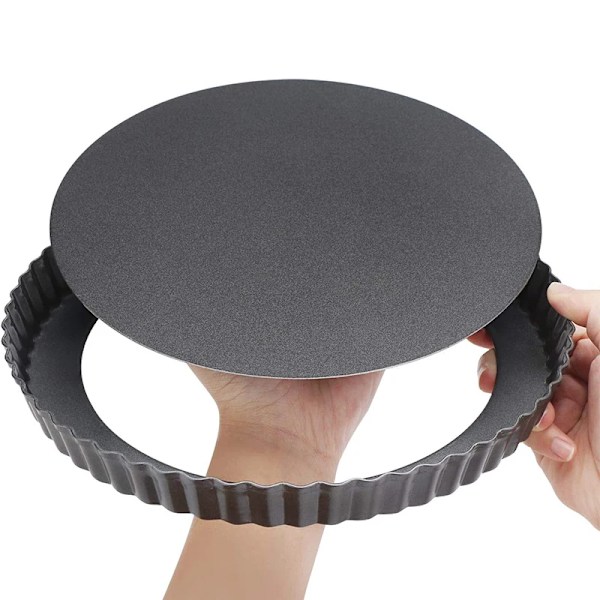 30cm Non-Stick Flan Panna Formar Runda Lagtagbara Lösa Bottom Raffed Tung Paj Pizza Tårta Bakning Panna Bakform