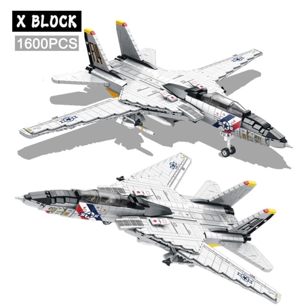 Militær  F-14 Fly Tomcat Fighter Model Byggeklodser Gør-det-selv Store fly våben klodser børn legetøj