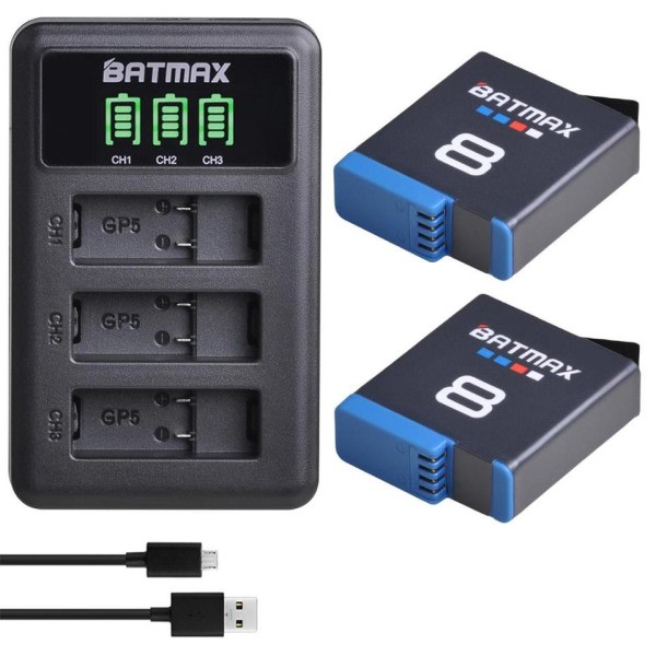 GoPro Hero 8 hero 7 hero8 Svart Batteri GoPro 5 Hero 6 Batteri Akkus  + LED  USB Laddare