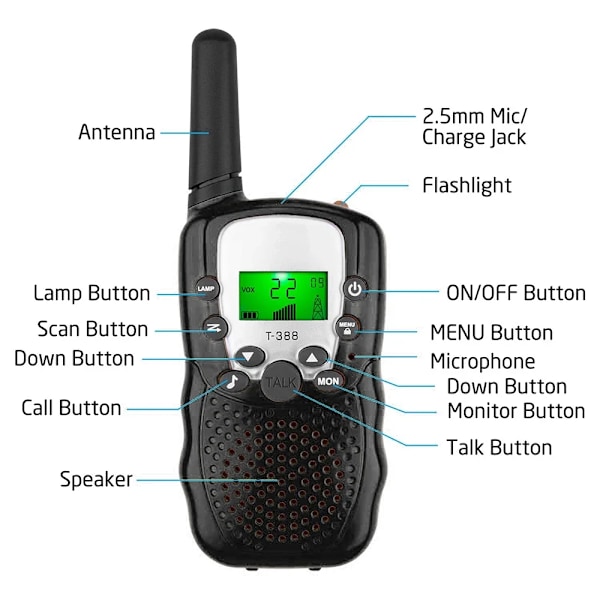 2 kpl Mini Lapset Walkie puhuja Kädessä pidettävä lähetin 6km vastaanotin kaksi tie radio