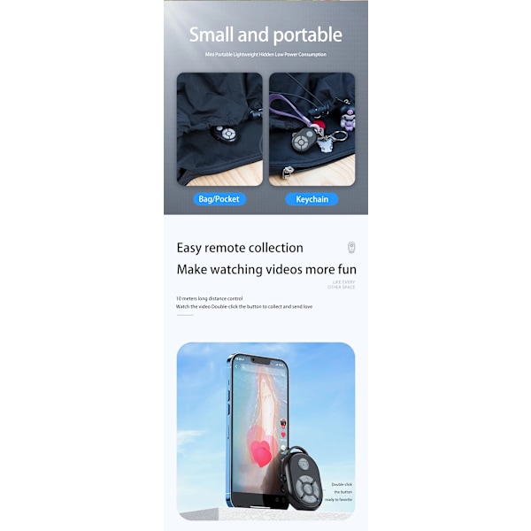 Bluetooth fjernbetjening til iPhone Xiaomi IOS Android telefon