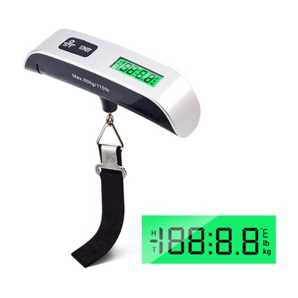 Kannettava vaaka digitaalinen LCD näyttö 110lb/50kg elektroninen matkatavarat riippuva matkalaukku matka punnit matkatavarat