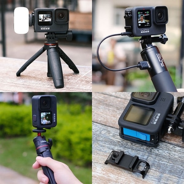 Metall Multi-Function Batteri Kåpa För GoPro Hero 11 10 9 Batteri Lock Med 1/4'' Kall Sko Mount Mikrofon